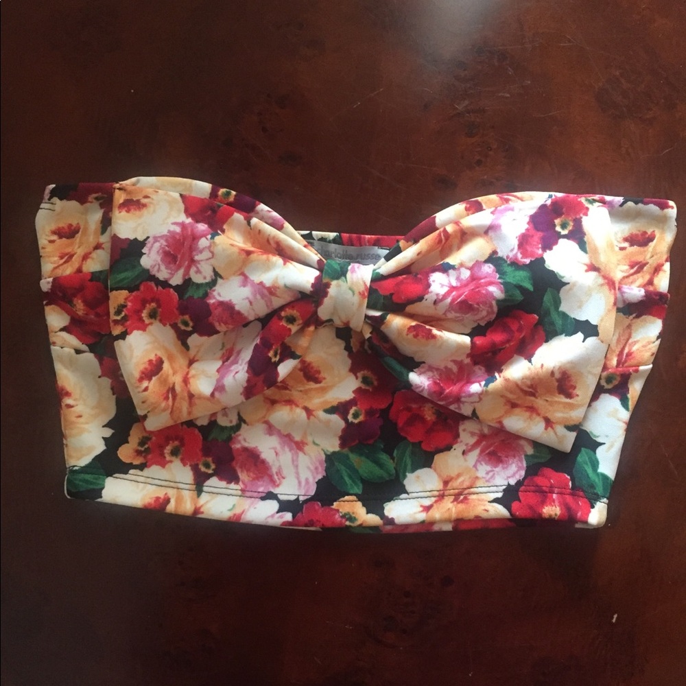 Floral tube top with bow